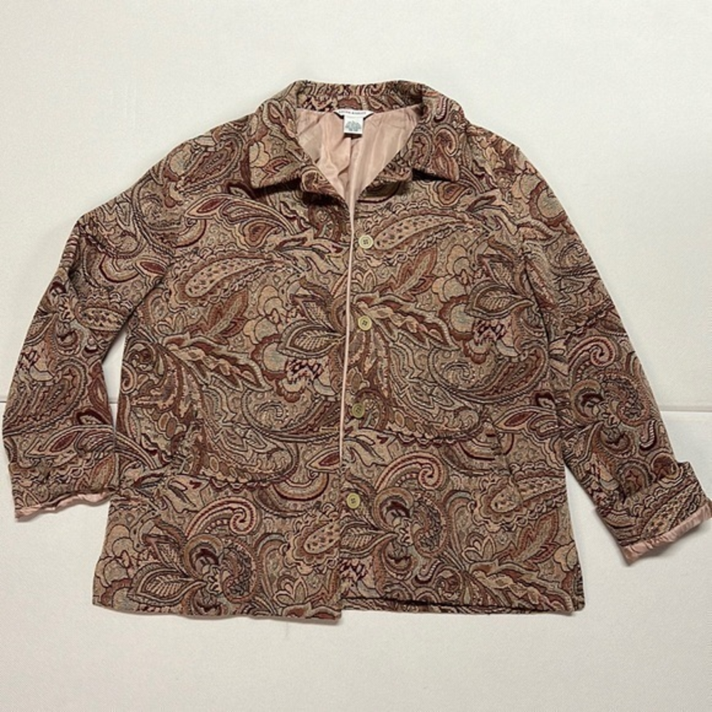 Vtg Laura Ashley Tapestry Jacket with Paisley‎ and Fauna Print L